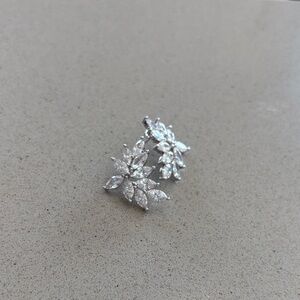 Sterling Silver Elegant Sparkling CZ Floral Earrings Wedding/Special Occasion